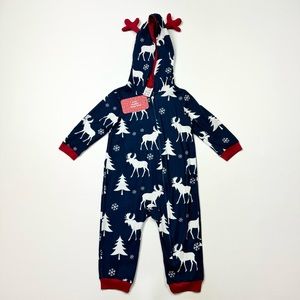 NEW! Baby/Toddler PatPat 1pc One Piece Moose Antler Pajamas Size 12-18M W/Tags